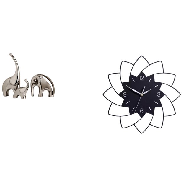 Figuras de de cerámica y reloj de pared con flores acrílicas, escultura decorativa para el hogar, estantería, dormitorio, cafetería, arte col