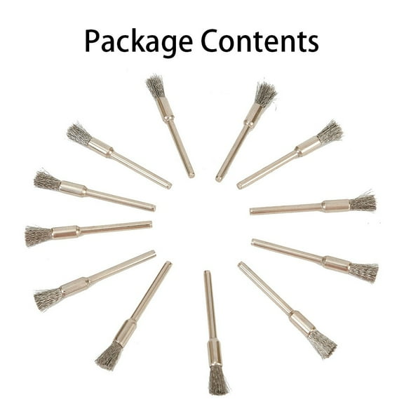 RANMEI 15Pcs Pencil Brushes Stainless Steel Mounted Wire Wheel Mandrel Set -Dremel Accessory Rotary Tool 3.17Mm Shank Mandrel Diy Tool