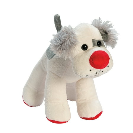 Fun Express - Red Nose Plush Dog for Christmas - Toys - Plush - Stuffed Dog & Cat - Christmas - 1
