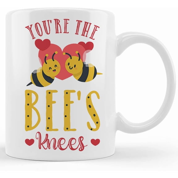 Valentines Bees, Valentines Day Mug, Anniversary Mug, Wife Present, Your Thee Bee's Knees, Gift For Wife, Bumble Bees, Ceramic Novelty Coffee Mugs 11oz, 15oz Mug, Tea Cup, Gift Present M