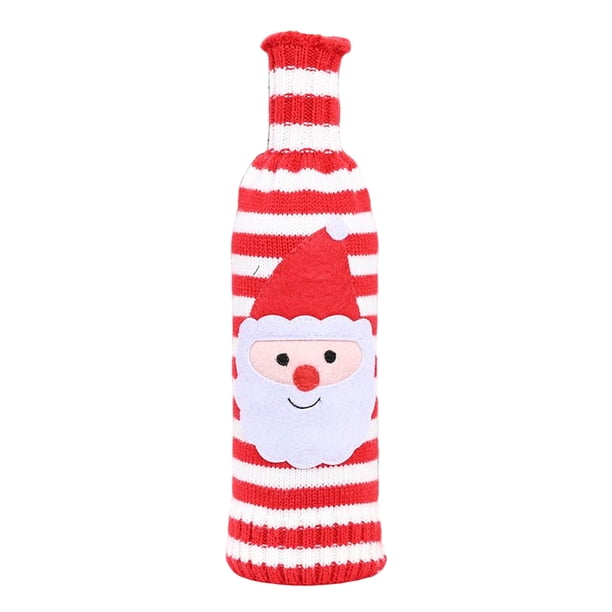 Matsuzay Funda para botella de vino, ropa tejida de Navidad de Año Nuevo, accesorios universales de banda de champán para cerveza roja y blanca, Kits de decoración para fiestas Papá Noel Matsuzay HA070243-01B