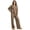 Light Brown-#004, variant on Women's Striped Oversized 2 Piece Lounge Sets Long Sleeve Crewneck Sweater Top Wide Leg Pants with Pockets Casual Fall Matching Pajama Outfits,Brown S