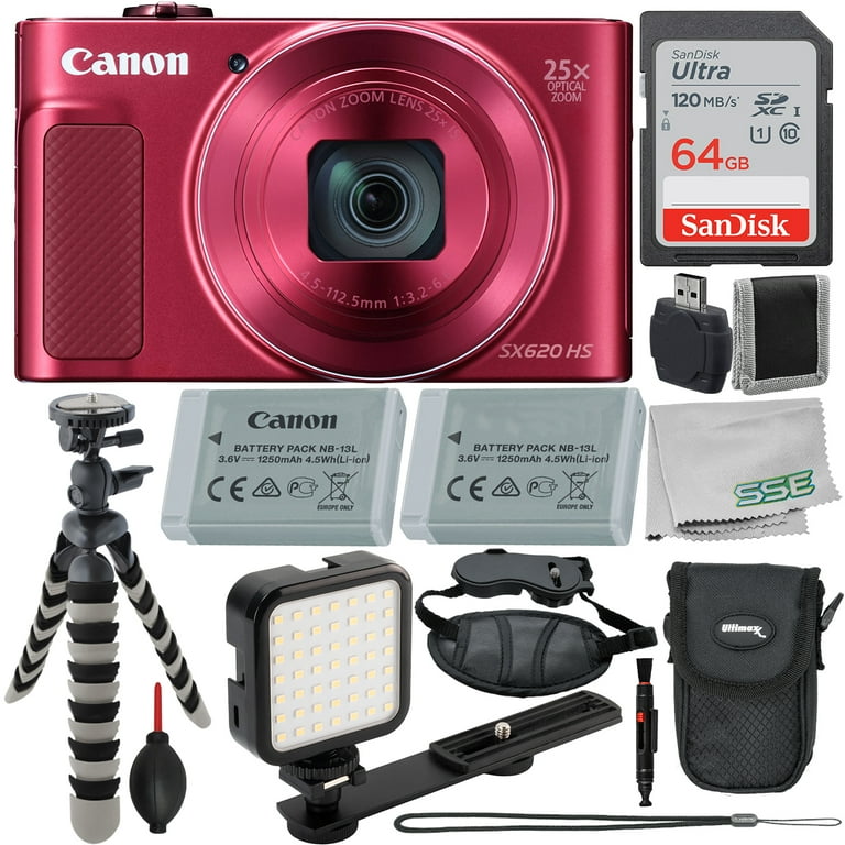 Canon PowerShot SX620 HS Digital Camera (Red) with Advanced 