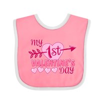Inktastic My First Valentine's Day with Pink Heart and Arrow Boys or Girls Baby Bib
