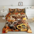 thumbnail image 2 of Manfei Farm Highland Cattle Queen Comforter Set,Rustic Sunflower Pumpkin Bedding Sets,Old Barn Door Bedding Comforter Set For Kids,Super Cozy Room Decor Reversible,3 Pieces, 2 of 8