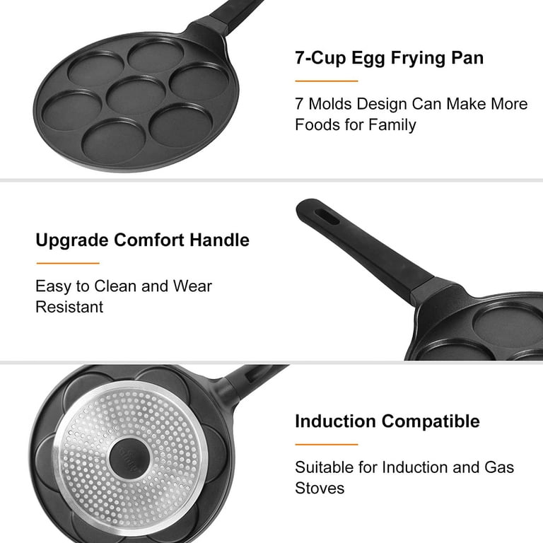 JIEQIJIAJU Egg Frying Pan 4 Cup, Nonstick Pancake Pan Heart Shape Egg  Cooker Pan Blini Griddle Crepe Pan Silver Dollar Pancake Maker for Frying  Eggs