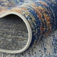 thumbnail image 4 of 8' Ivory and Blue Abstract Power Loom Distressed Runner Rug, 4 of 5
