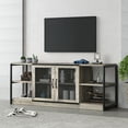 thumbnail image 4 of Centro de entretenimiento industrial para TV 65/75'' - Puertas de malla y gabinete de almacenamiento - Consola resistente para sala de estar - Acabado farmhouse - 1.6m gris rústico, 4 of 8