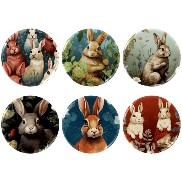 Rabbit Badges with Pins for Backpacks Parties Ties Hats Corporate Events Personalized Custom Photo Text Logo Button