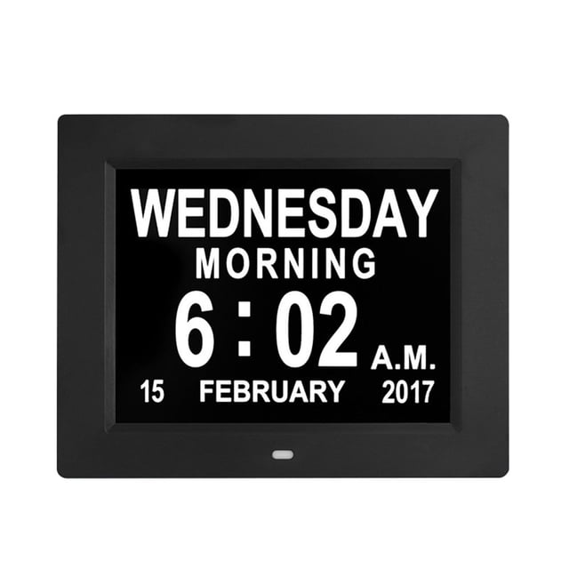 Horloge Numérique 8 Pouces LCD Temps Repas Rappel LED Jour Calendrier Réveil Nous Plug Blanc