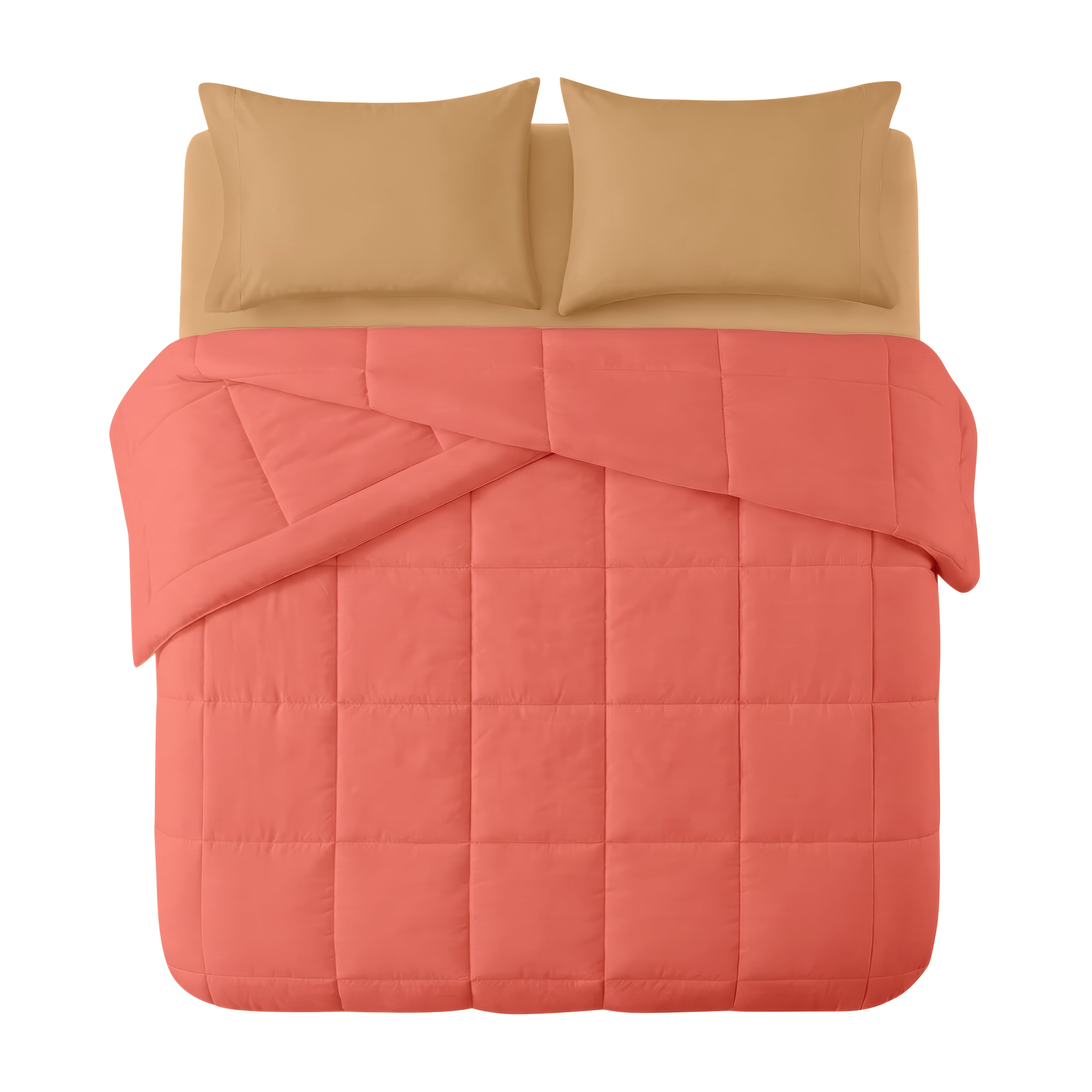Mainstays All in One Reversible Comforter and Sheet Set- 7 Piece, Queen, Red Canyon