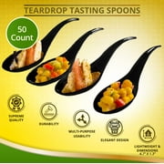 Tear Drop Tasting Spoons - Appetizer Spoons - Tasting Spoons -50 count- Disposable Black Plastic - Ideal for Appetizers, Desserts, Dips, Sauces and More!