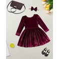 thumbnail image 6 of Kuleyang 2PC Toddler Baby Girls Velvet Tutu Dress Long Sleeve Princess Christmas Birthday Party Twirl Wedding Dresses Fall Winter Clothes 3-4Y, 6 of 9