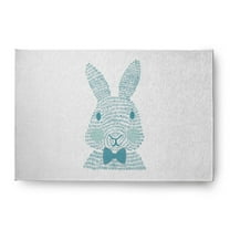 Simply Daisy 4' x 6' Explorer Blue Monochrome Bunny Easter Chenille Indoor/Outdoor Rug