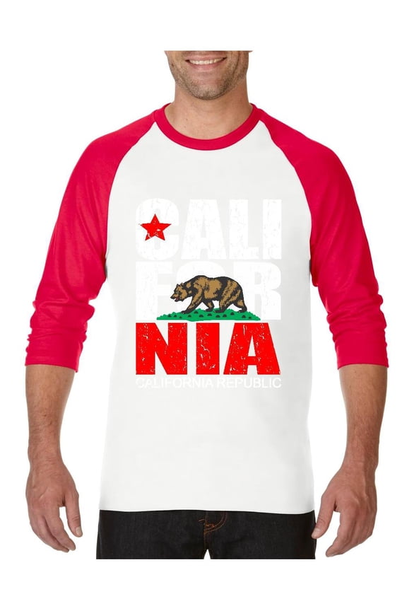 MmF - Mens Raglan Sleeve Baseball T-Shirts, up to Size 3XL - California Cali