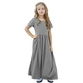 thumbnail image 6 of KkSLirnhs 5Y Girls Dresses 6-12 Girls Dresses Size 10 Tie-Dye Swirl Pattern Girls' Dress - Colorful Gradient Short Sleeve Midi Length Casual Summer Wear Gray, 6 of 9