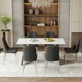thumbnail image 2 of Miekor Furniture Dining Table and chairs set. 63"x31.5x30" Luxurious Snow Mountain Patterned Sintered Stone Table with Silver Metal Butterfly Legs.Paired With 6 Black Chairs 04186, 2 of 16