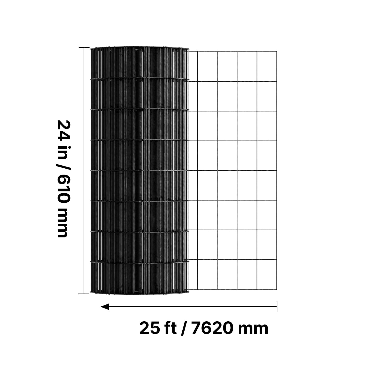 VEVOR Hardware Cloth 24 in x 25 ft, 2 x 3 in Mesh 16 Gauge Galvanized Wire Mesh Roll, Weather-Resistant Vinyl Coated Chicken Wire Fencing, Heavy Duty Welded Garden Plant Fencing for Rabbit Cage Snake