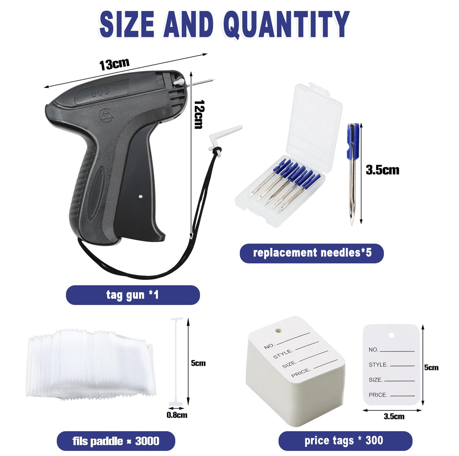 SPOKKI Price Label Gun for Clothing, Hats, Socks with 3000 Paddle Threads and 5 Replacement Needles (5cm)