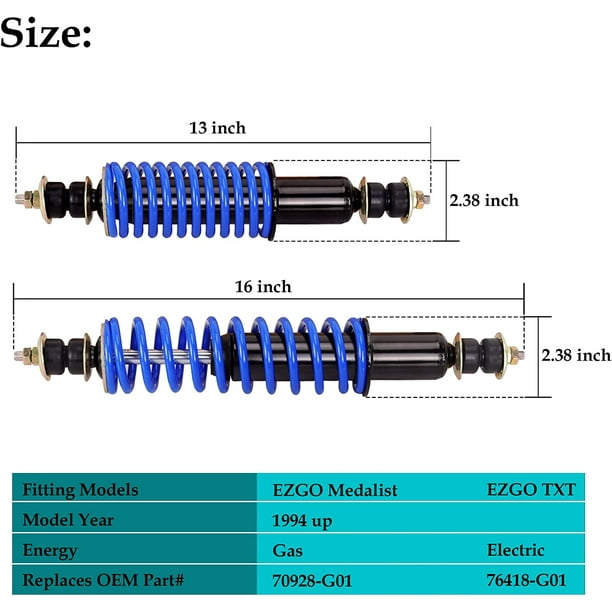 10L0L Golf Cart Front /Rear Shock Absorber Heavy Duty Coil