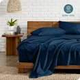 thumbnail image 3 of Bare Home Premium 1800 Collection 4-Piece Bed Sheet Set, King, Heathered Dark Blue, 3 of 8