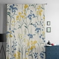 thumbnail image 5 of Yellow Blue Flowers Semi Sheer Curtains Drapes for Living Room, Bedroom, French Doors Window 63 Inches Long, Watercolor Botanical Floral Plants Rod Pocket Chiffon Curtain Drapery Voile Drape Panel, 5 of 6