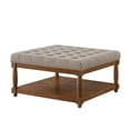 thumbnail image 6 of S-HOME Large Square Upholstered Tufted Linen Ottoman, Spacious Coffee Table with Solid Wood Shelf，Linen, 6 of 6