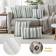 thumbnail image 6 of Pack of 2 Outdoor Pillow Covers 20x20 Inch Waterproof Sage Green Grey Striped Throw Pillow Covers,Decorative Couch Pillow Shams Protectors Minimalist Farmhouse Stripe Patio Pillowcases Cushion Covers, 6 of 8