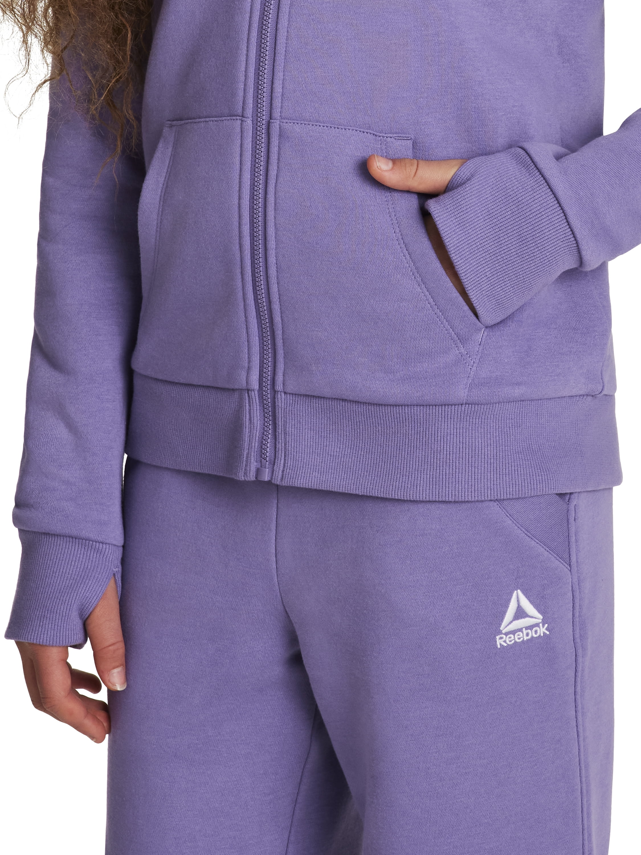 Reebok Girl’s Game Day Fleece Full Zip Hoodie, Sizes 4-18