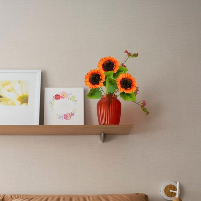 Ramo de girasoles falsos para novia, flores de imitación para exteriores, simulación de flores silvestres falsas para fiestas en el hogar, decoración Naranja