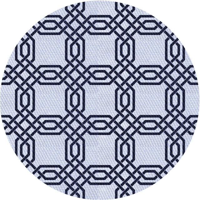 Ahgly Company Tapis d'Intérieur Rond Lavable en Machine Bleu Céleste Transitionnel, 5 Pieds Rond