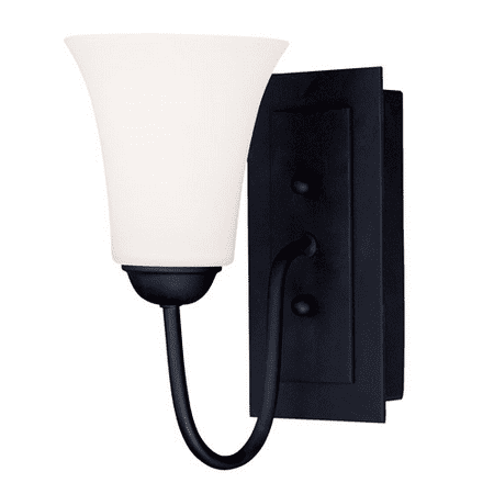 

Wall Sconces 1 Light With Hand Blown Satin Opal White Glass Black size 6 in 100 Watts - World of Crystal