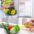 thumbnail image 2 of Auledio Houseware 2 Tier Fruit Basket Bowl with Banana Tree Hanger for Kitchen, Black, 2 of 8