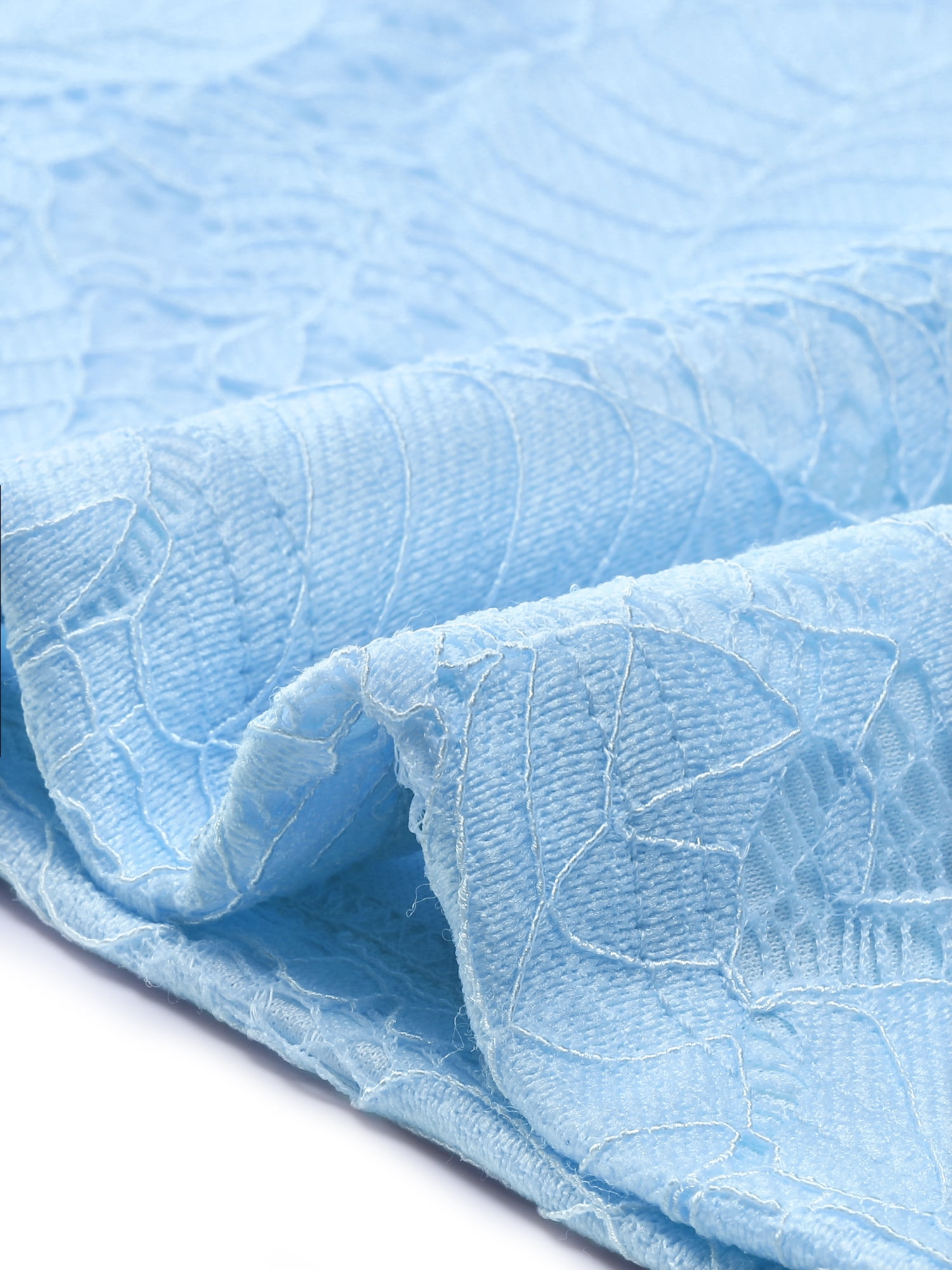 DARING DIVA Sheers Flower Embroidery Lace Top L Light Blue