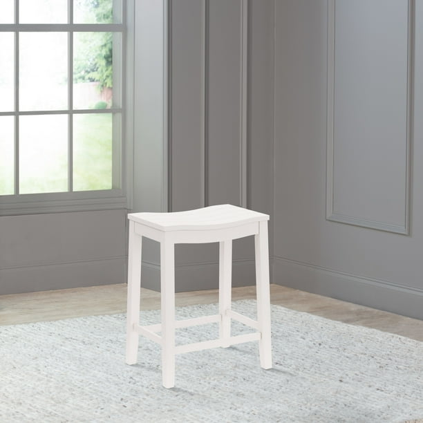 Woven Paths Fiddler Bar Stool White, Backless Counter Height Stools White