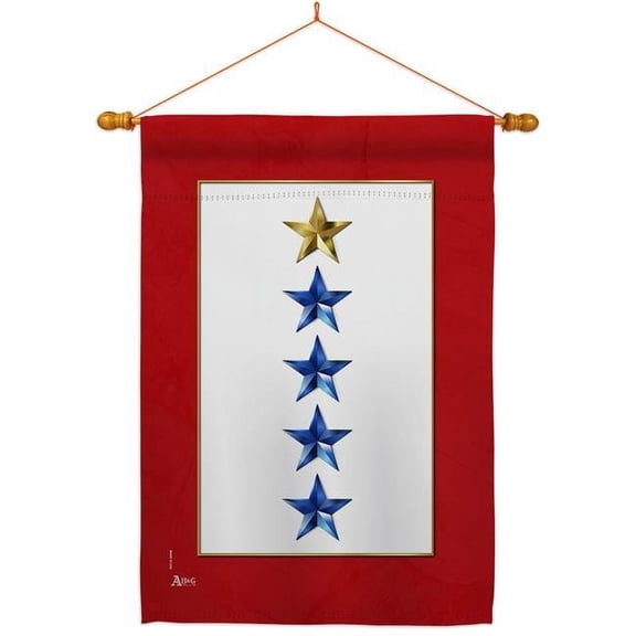 Americana Home & Garden HS141090-BO-03 28 x 40 in. Gold & Four Blue Stars House Flag Set Armed Forces Military Service Double-Sided Decorative Vertical Flags & Decoration Banner Garden Yard Gift