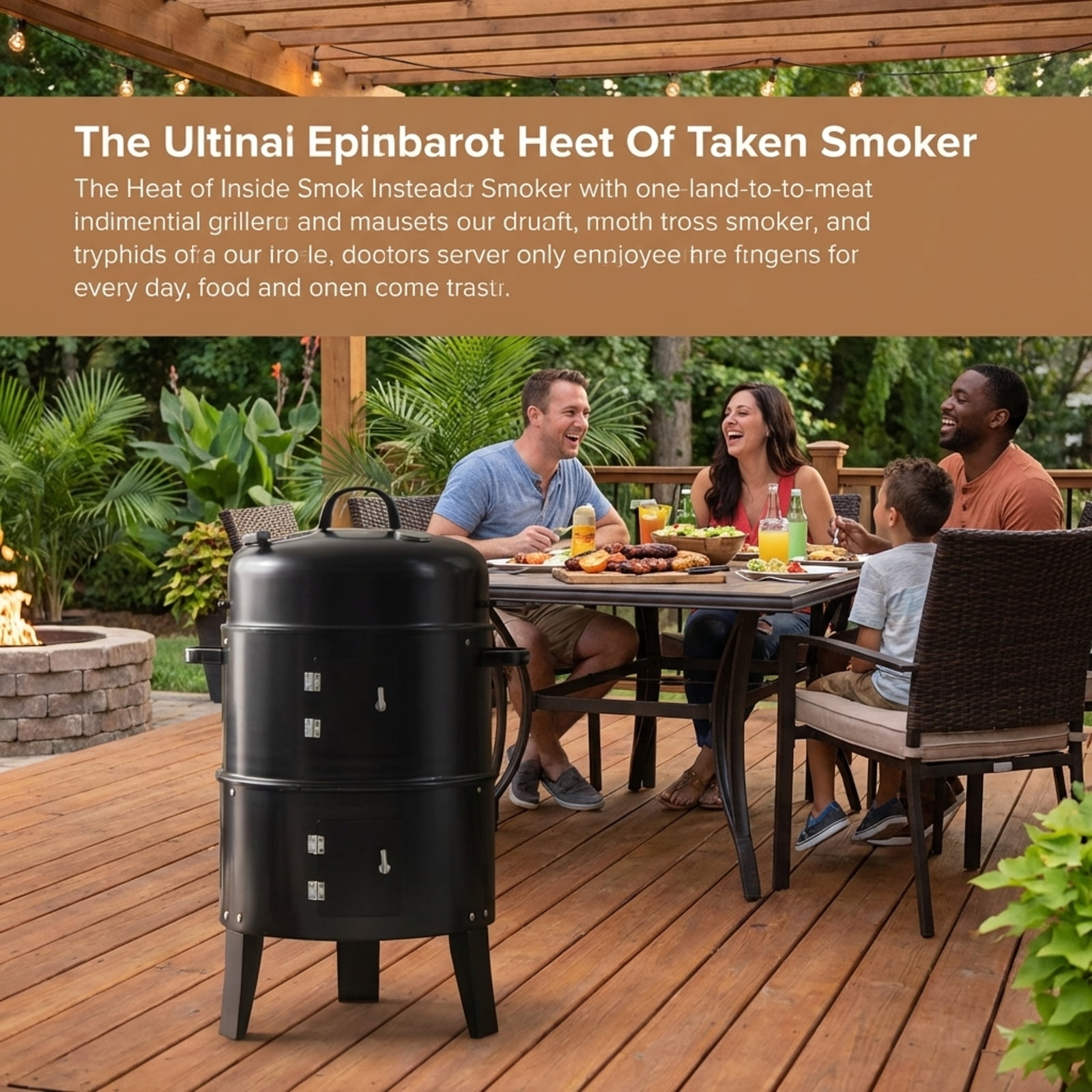 Biotree 3-in-1 Charcoal BBQ Grill Cambo with Built-in Thermometer Outdoor Cooking Patio Summer Party