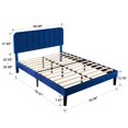 thumbnail image 3 of VECELO Full Size Upholstered Beds, Modern Platform Bed Frame with Adjustable Headboard, Wooden Slats Support/No Box Spring Needed, Dark Blue, 3 of 8