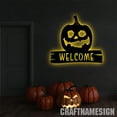 thumbnail image 3 of Craftnamesign Welcome Pumpkin Metal Wall Art with LED Light, Happy Halloween Sign Home Decor, 3 of 5