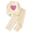 thumbnail image 3 of Fozruso Girls Sweater Design Large Size Heart Pattern Long Sleeve Top And Pants Double Layered Insulated Suitable For 7 12 Years Old Cute Clothing Sets,White,9-10 Years, 3 of 7