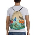 thumbnail image 2 of Bingfone Colorful Plants And Insects Drawstrings Backpacks Bags For Men Women Gym Drawstrings Bag, 2 of 9