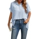 thumbnail image 2 of Txlixc, camisetas de manga corta para mujer, Color sólido/estampado, verano, cuello en V, blusas casuales sueltas, blusa, ropa de calle Txlixc Moda, 2 of 7