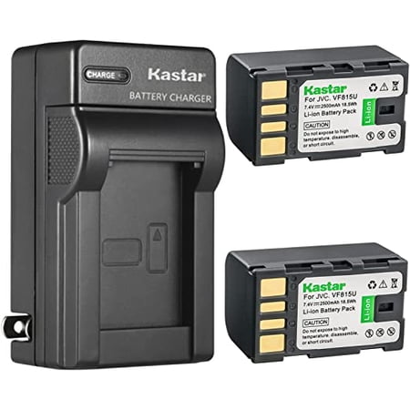 Kastar 2-Pack Battery and AC Wall Charger Replacement for JVC GZ-MG134EK GZ-MG134EX GZ-MG134US GZ-MG135 GZ-MG135AA GZ-MG135EK GZ-MG135EX GZMG135US GZ-MG135US GZ-MG140 GZ-MG140AA GZ-MG142 GZ-MG145AA