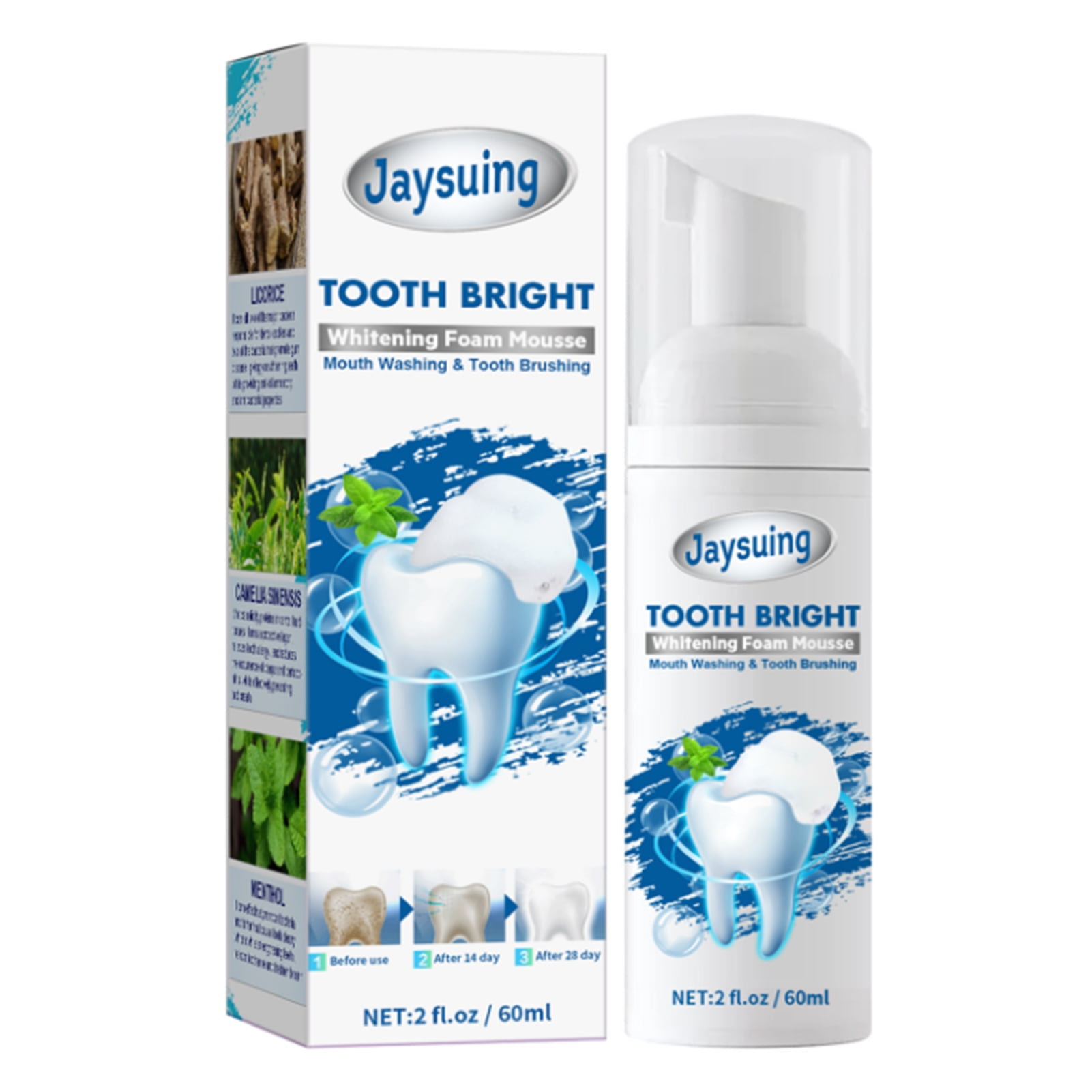 Jaysuing 60ml Tooth Bright Whitening Foam Mousse Mouth Washing Tooth