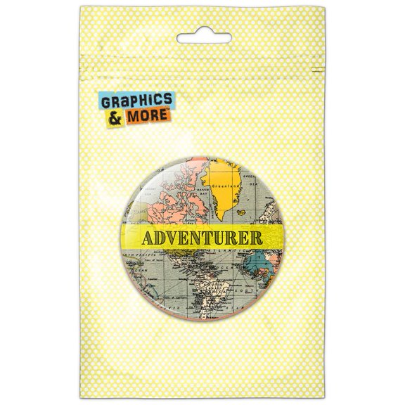 Adventurer Map of the World Traveler Pinback Button Pin Badge