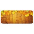 thumbnail image 1 of Fall Kitchen Mat, Colorful Vivid Seasonal Leaves on the Wooden Planks Natural Design Rustic, Plush Decorative Kitchen Mat with Non Slip Backing, 47" X 19", Yellow Orange Green, by Ambesonne, 1 of 1