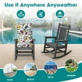thumbnail image 3 of JUSTLET HDPE Single Rocking Chair with 1 Detachable Cushion - Waterproof, All-Weather Durable Outdoor Seating, Perfect for Poolside, Garden, Balcony, Gray Chair & Floral Cushion, 3 of 10