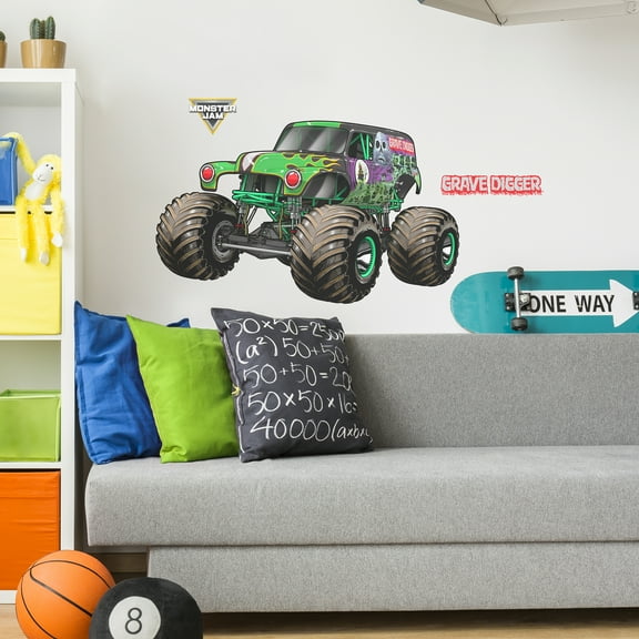 Wall Palz Monster Jam Grave Digger Wall Decal - Monster Jam Wall Stickers with 3D Augmented Reality Interaction - 28" Monster Jam Grave Digger Monster Truck Wall Decor