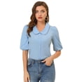 thumbnail image 1 of INSPIRE CHIC Blusa De Manga Corta Con Cuello De Peter Pan Para Mujer Azul S, 1 of 4