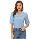 thumbnail image 1 of INSPIRE CHIC Blusa De Manga Corta Con Cuello De Peter Pan Para Mujer Azul S, 1 of 4